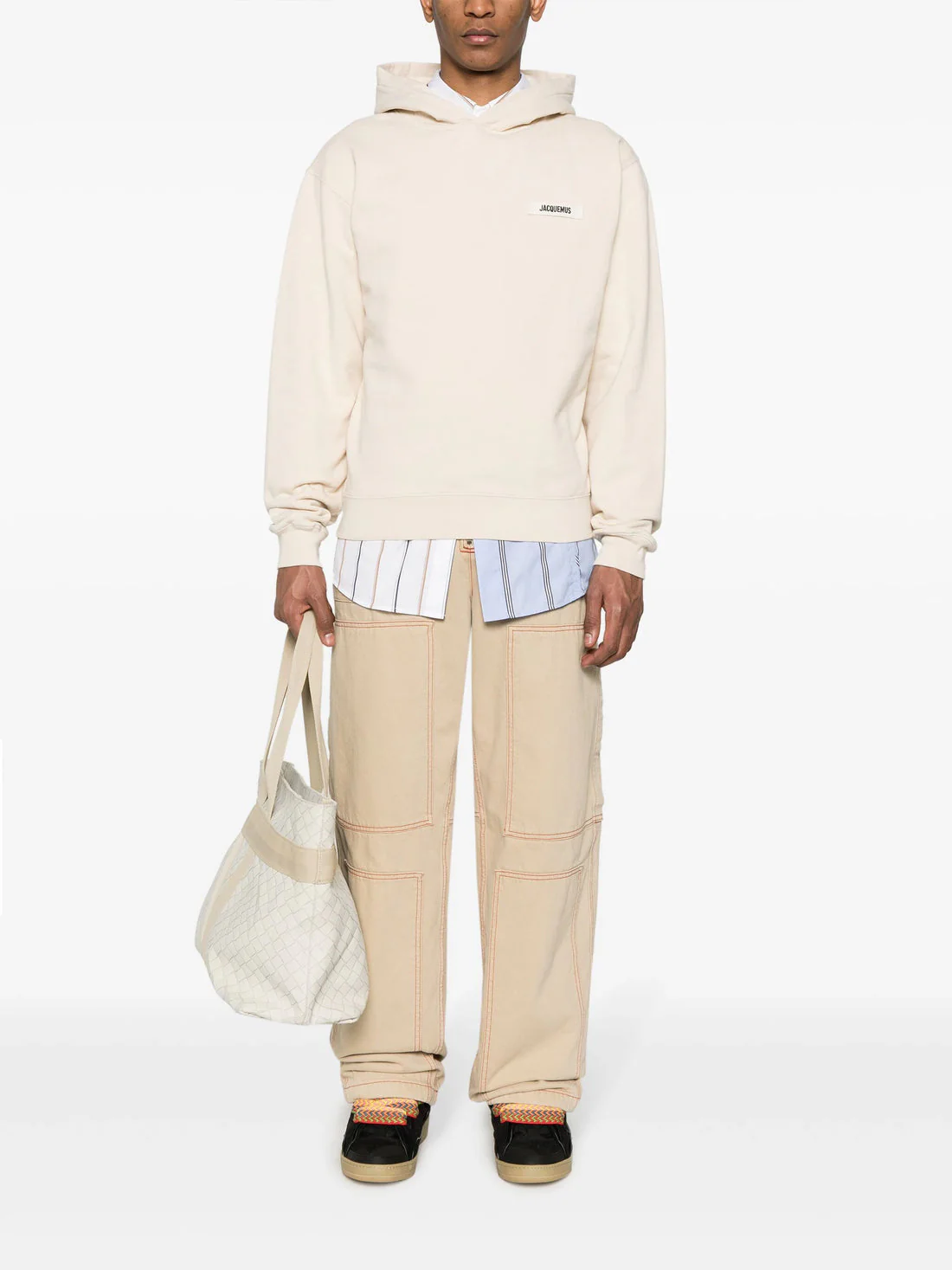 Jacquemus The Gros Grain Logo Hoodie Beige