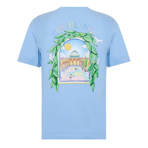 Casablanca Larche Tennis T Shirt Sky Blue