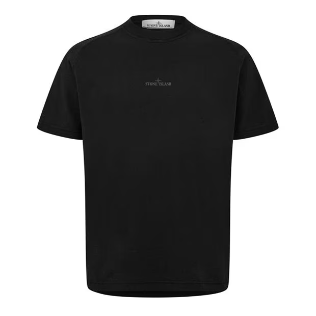 Stone Island Logo Print T Shirt Black