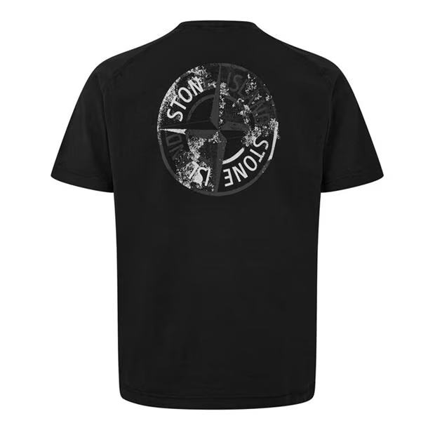 Stone Island Logo Print T Shirt Black