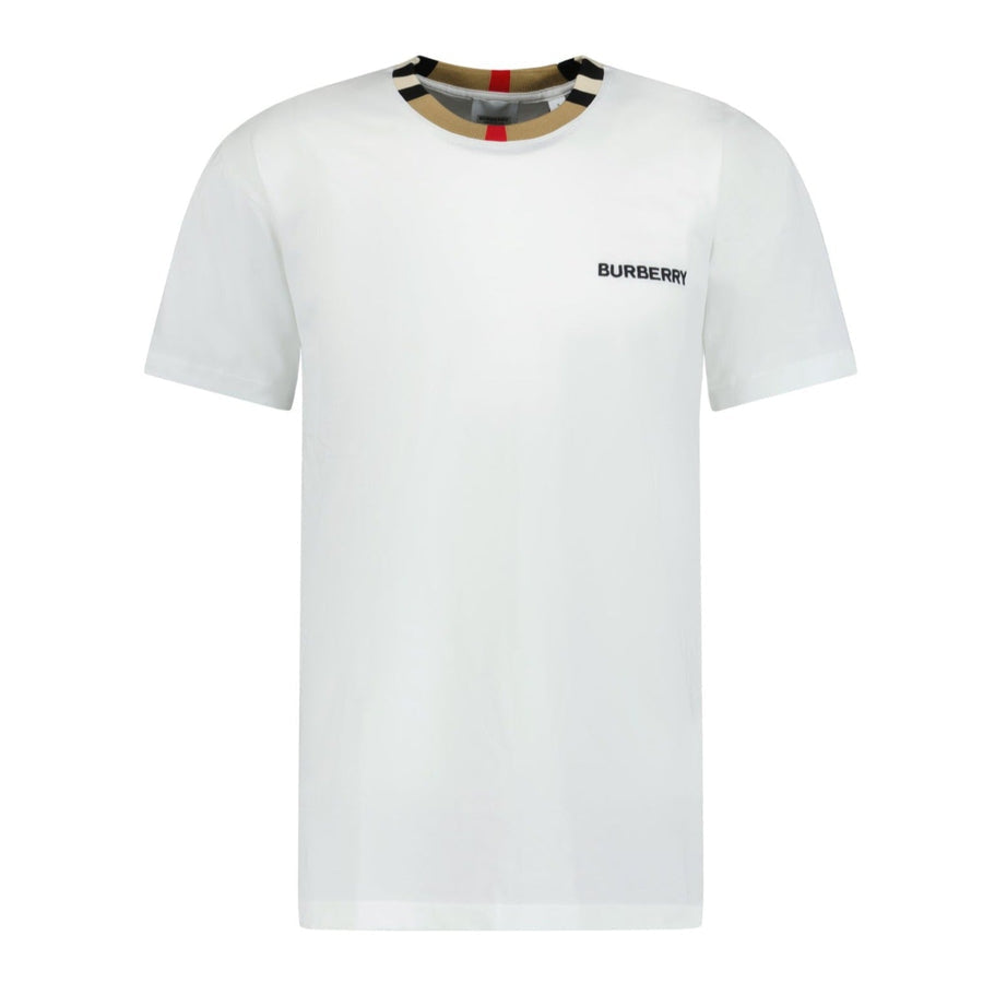 Burberry Check Collar Logo T Shirt White