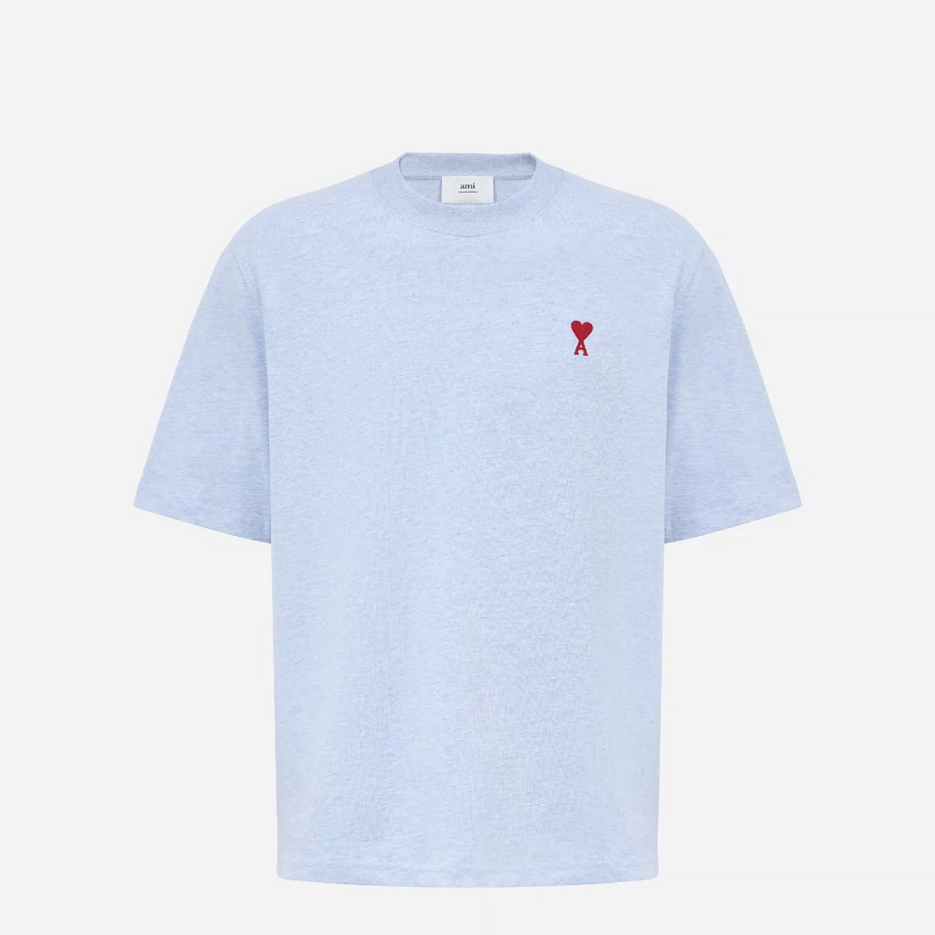 Ami Paris Logo T Shirt Blue Cashmere
